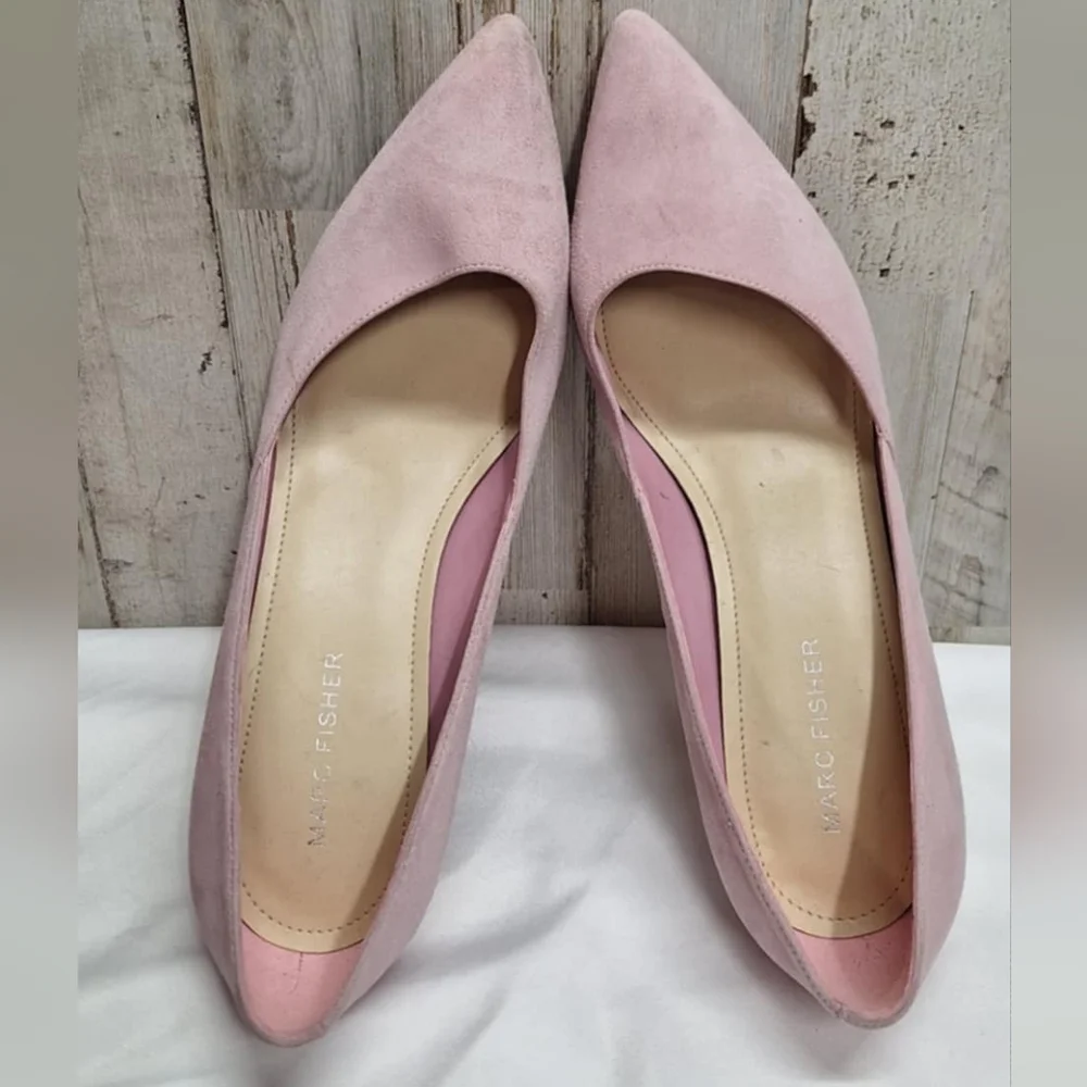 MARC FISHER Blush Pink Pointed Toe Suede Heels Women's 7.5